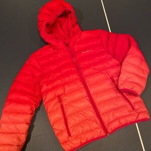 Eddie Bauer Kids Bright Red/Pink Ombré Reversible Puffer Coat M (10-12)